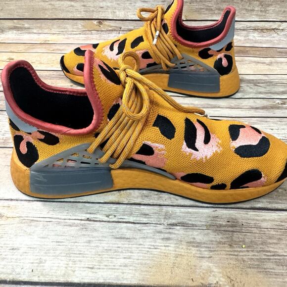 Adidas Mens Orange Black Pharrell NMD Human Race Animal Print Sneakers 10 - Picture 5 of 9